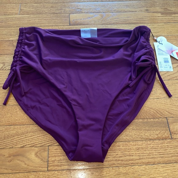 Calia Women's Ruched Side Tie High Rise Bottom XXL Deep Burgundy - Picture 1 of 3